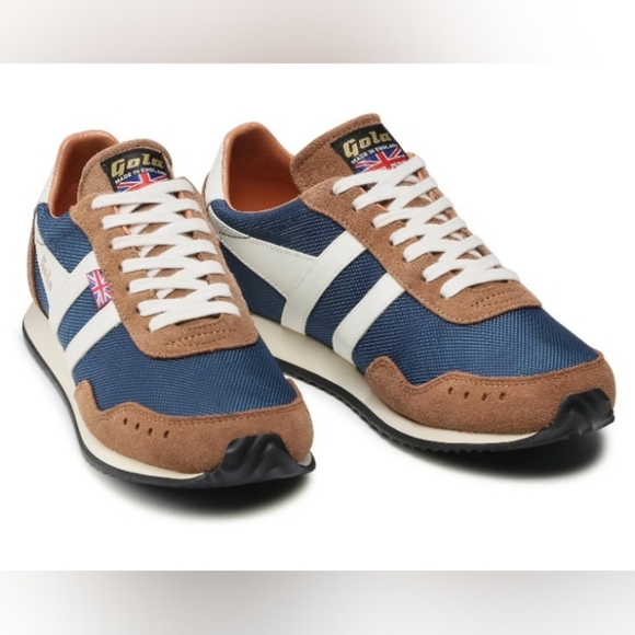 Gola Men's Navy / Brown / Off White Track Mesh 317 Sneakers Size 10 - Picture 2 of 15